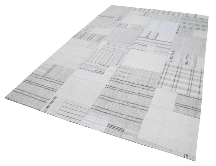 7x10 Beige Kilim Patchwork Rug - 30592