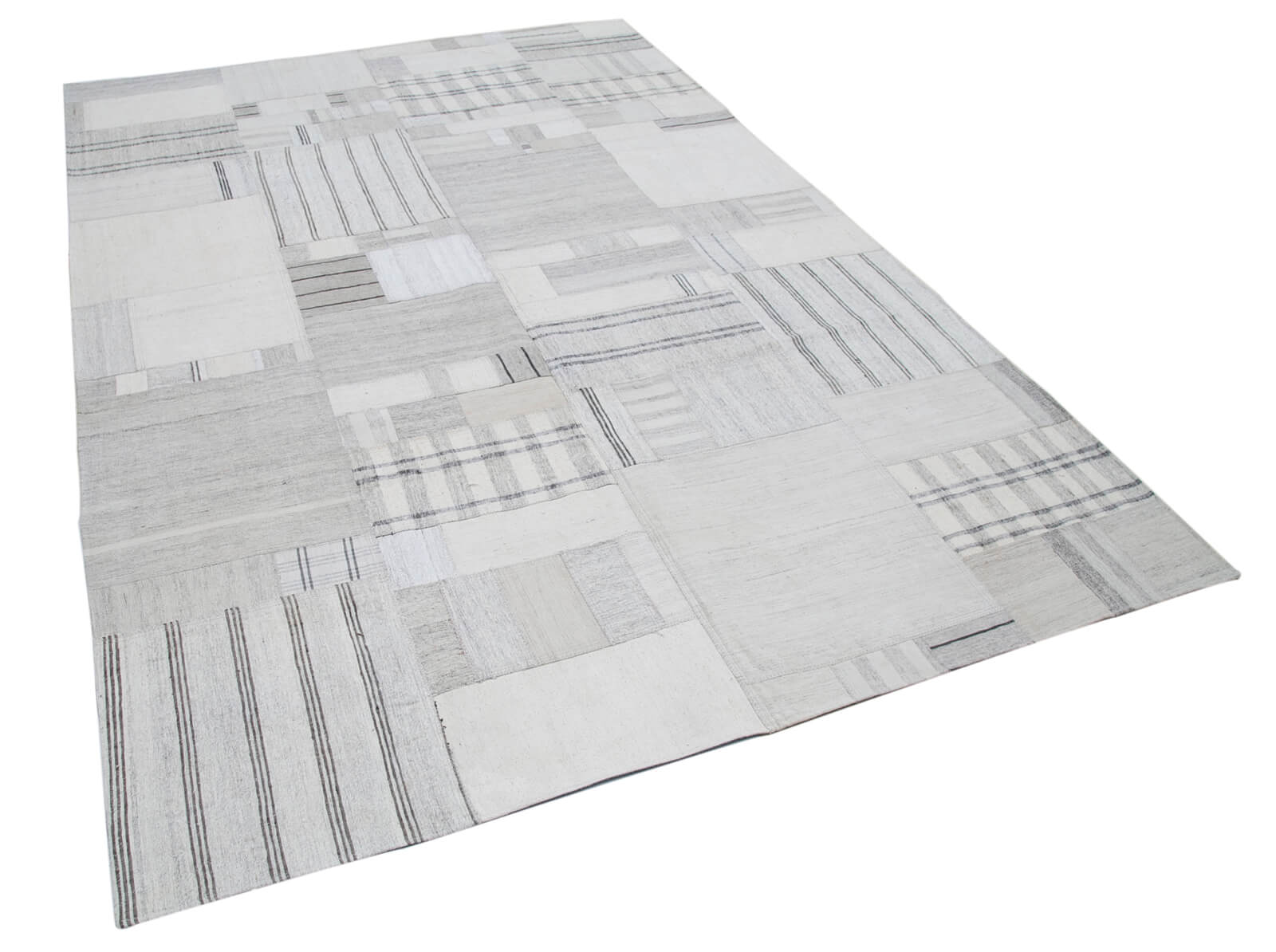 7x10 Beige Kilim Patchwork Rug - 30593
