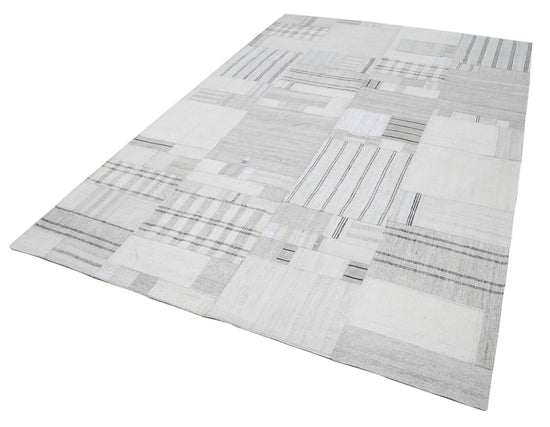 7x10 Beige Kilim Patchwork Rug - 30593