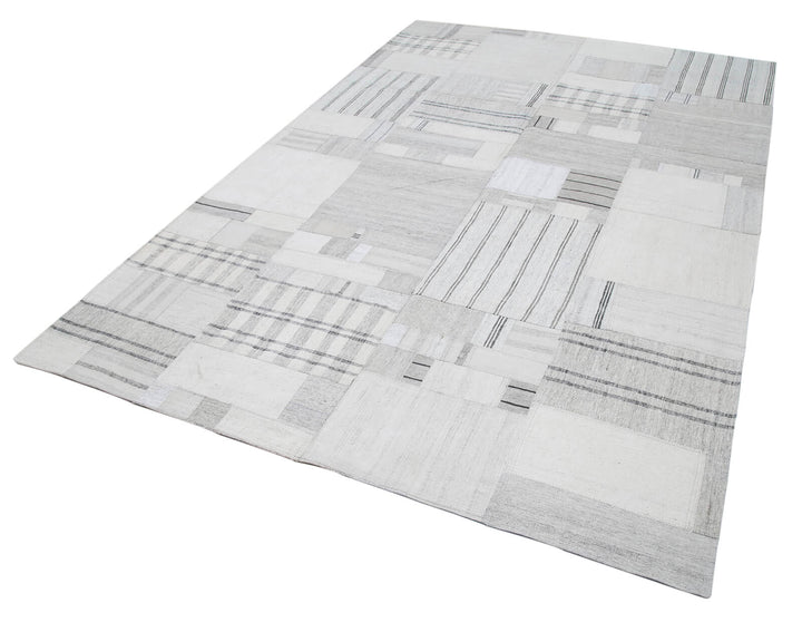7x10 Beige Kilim Patchwork Rug - 30593