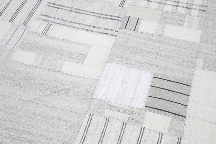 7x10 Beige Kilim Patchwork Rug - 30593