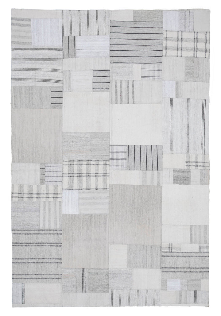 7x10 Beige Kilim Patchwork Rug - 30595
