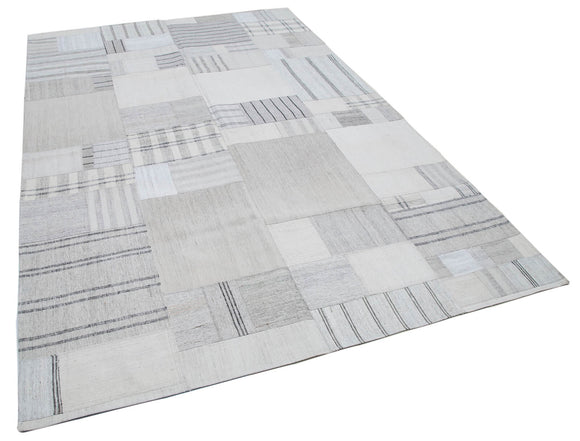 7x10 Beige Kilim Patchwork Rug - 30595