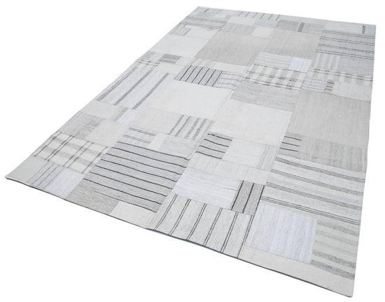 7x10 Beige Kilim Patchwork Rug - 30595