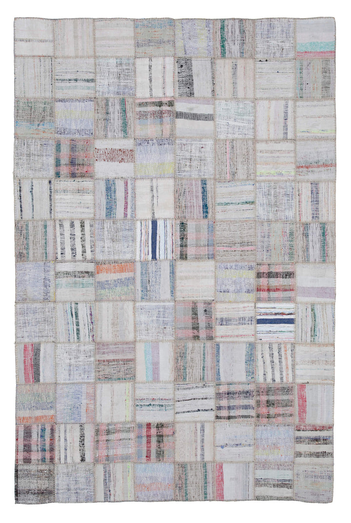 6x10 Beige Kilim Patchwork Rug - 30602