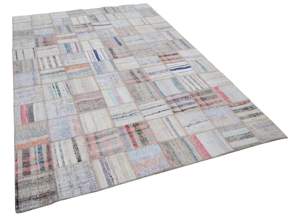 6x10 Beige Kilim Patchwork Rug - 30602