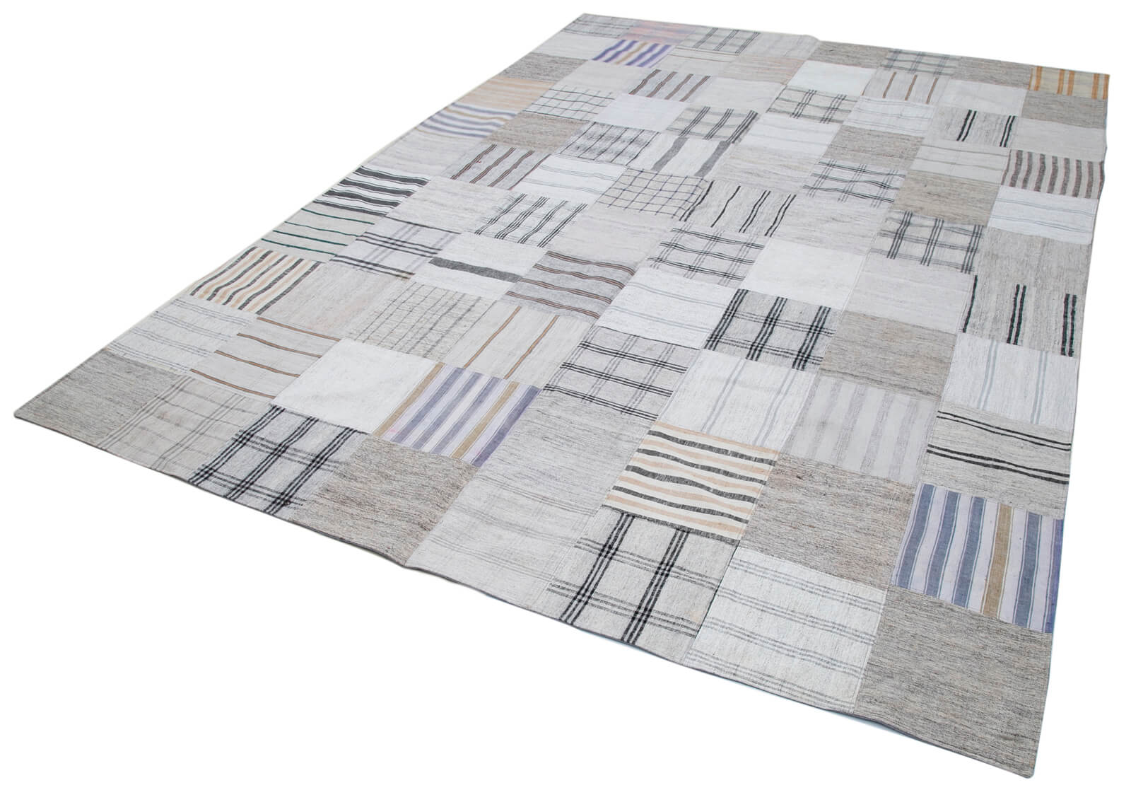 8x11 White Kilim Patchwork Rug - 30609