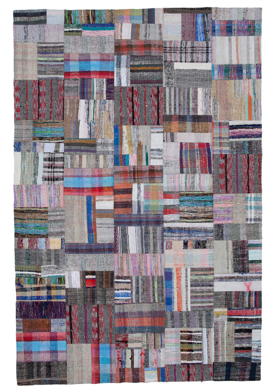 7x11 Multicolor Kilim Patchwork Rug - 30612