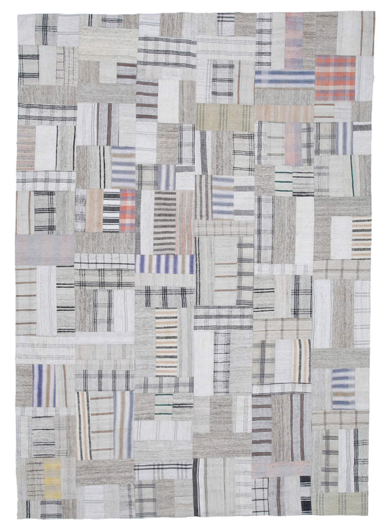 8x11 Beige Kilim Patchwork Rug - 30615