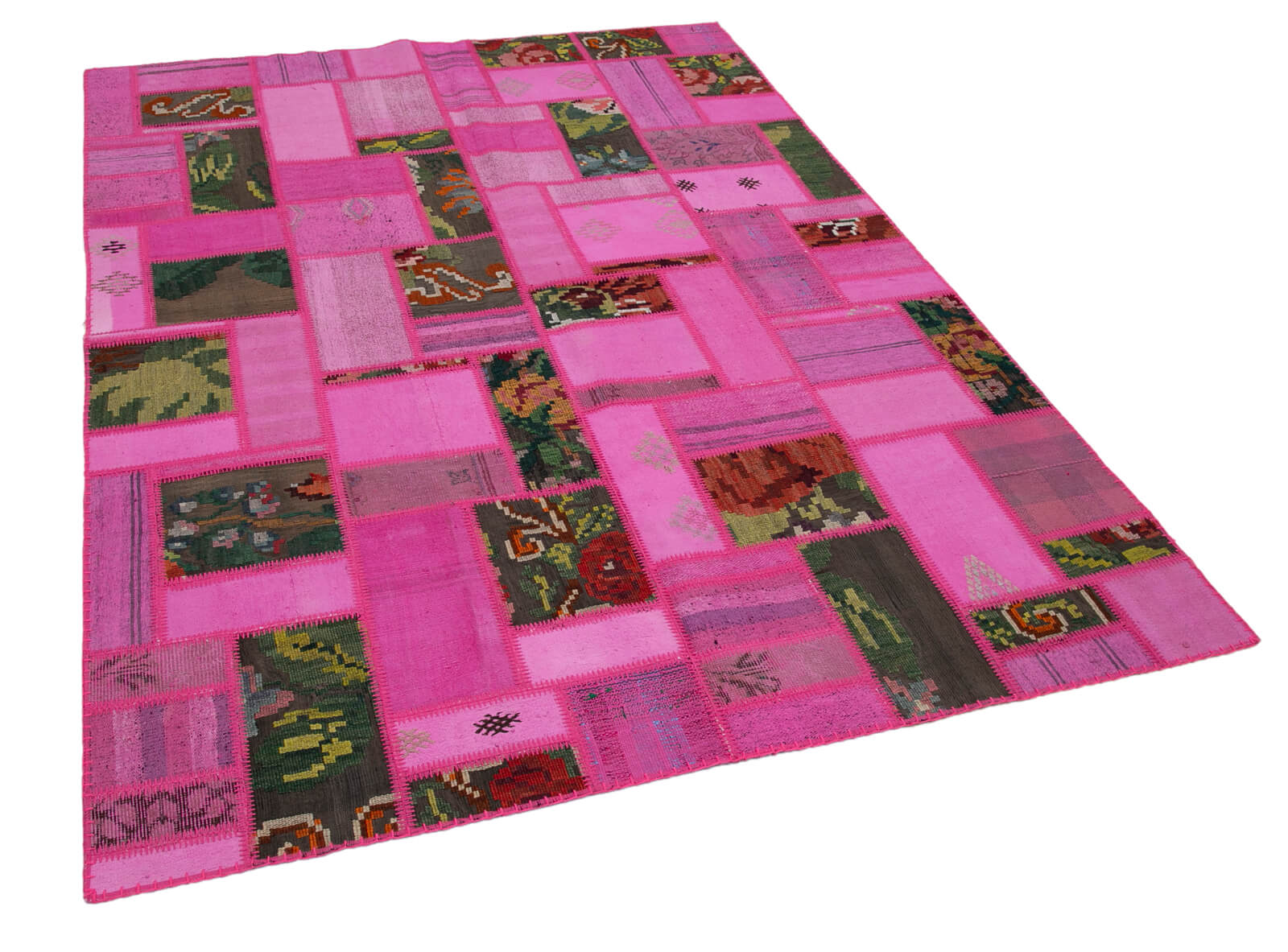 6x8 Pink Turkish Kilim Patchwork Rug - 30626
