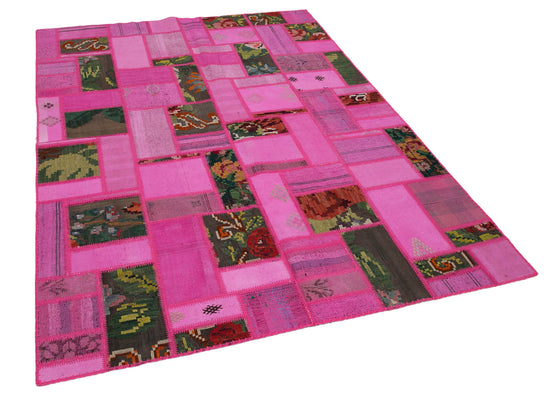 6x8 Pink Kilim Patchwork Rug - 30626