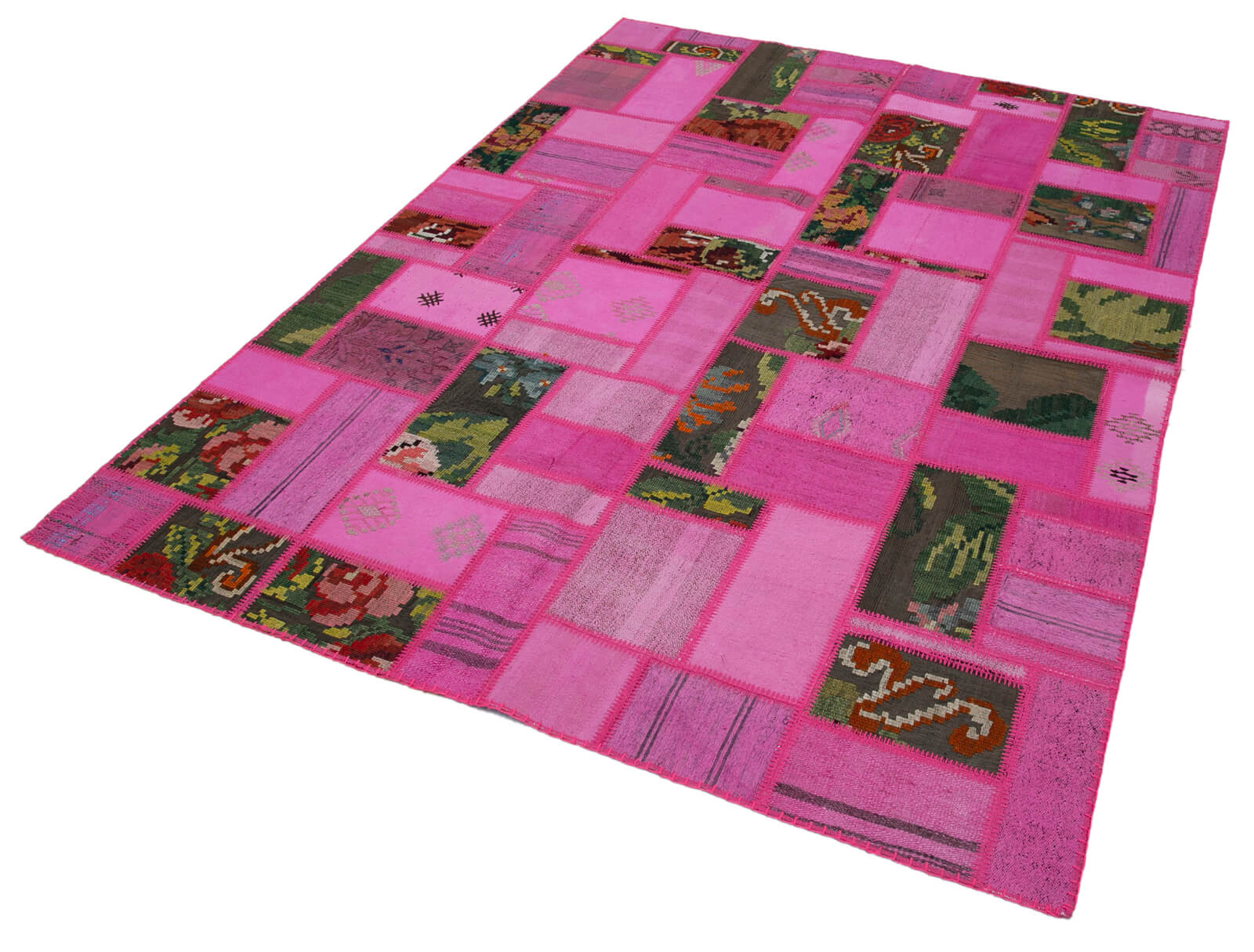 6x8 Pink Turkish Kilim Patchwork Rug - 30626