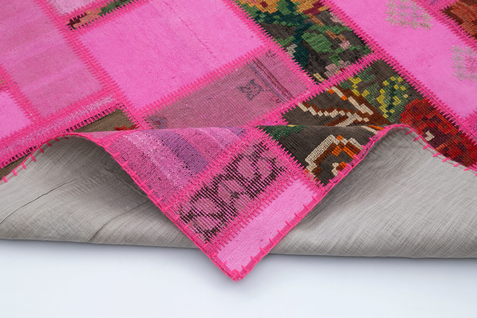 6x8 Pink Turkish Kilim Patchwork Rug - 30626