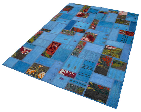 5x8 Blue Kilim Patchwork Rug - 30627
