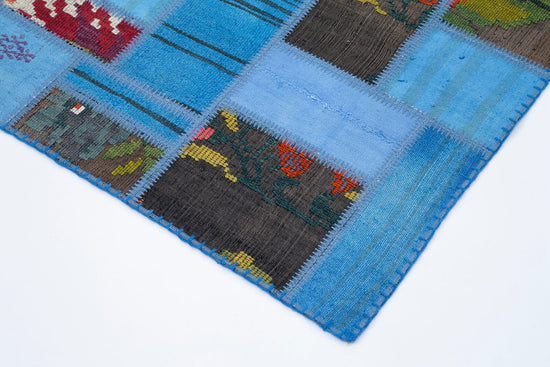 5x8 Blue Kilim Patchwork Rug - 30627