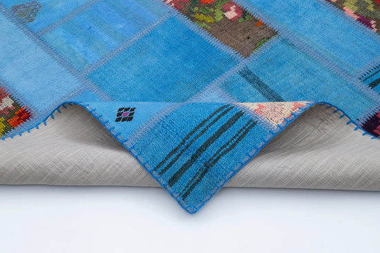 5x8 Blue Kilim Patchwork Rug - 30627