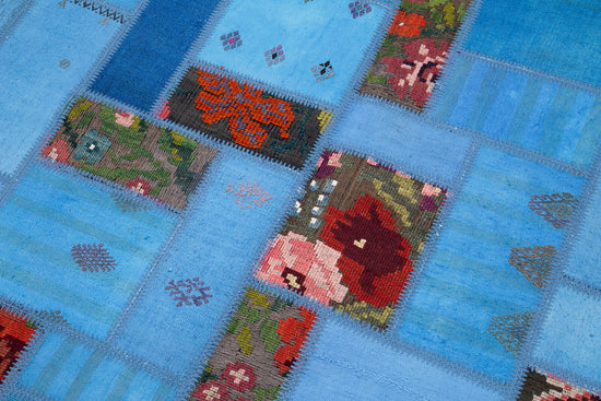 5x8 Blue Kilim Patchwork Rug - 30627
