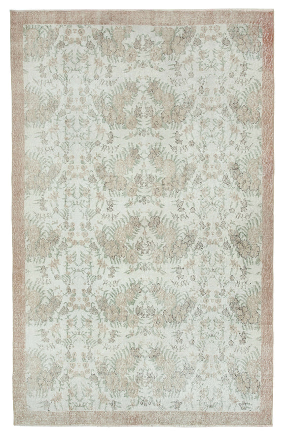 6x9 Beige Turkish Vintage Area Rug - 30749