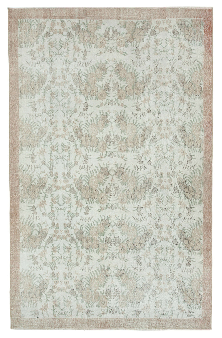 6x9 Beige Turkish Vintage Area Rug - 30749