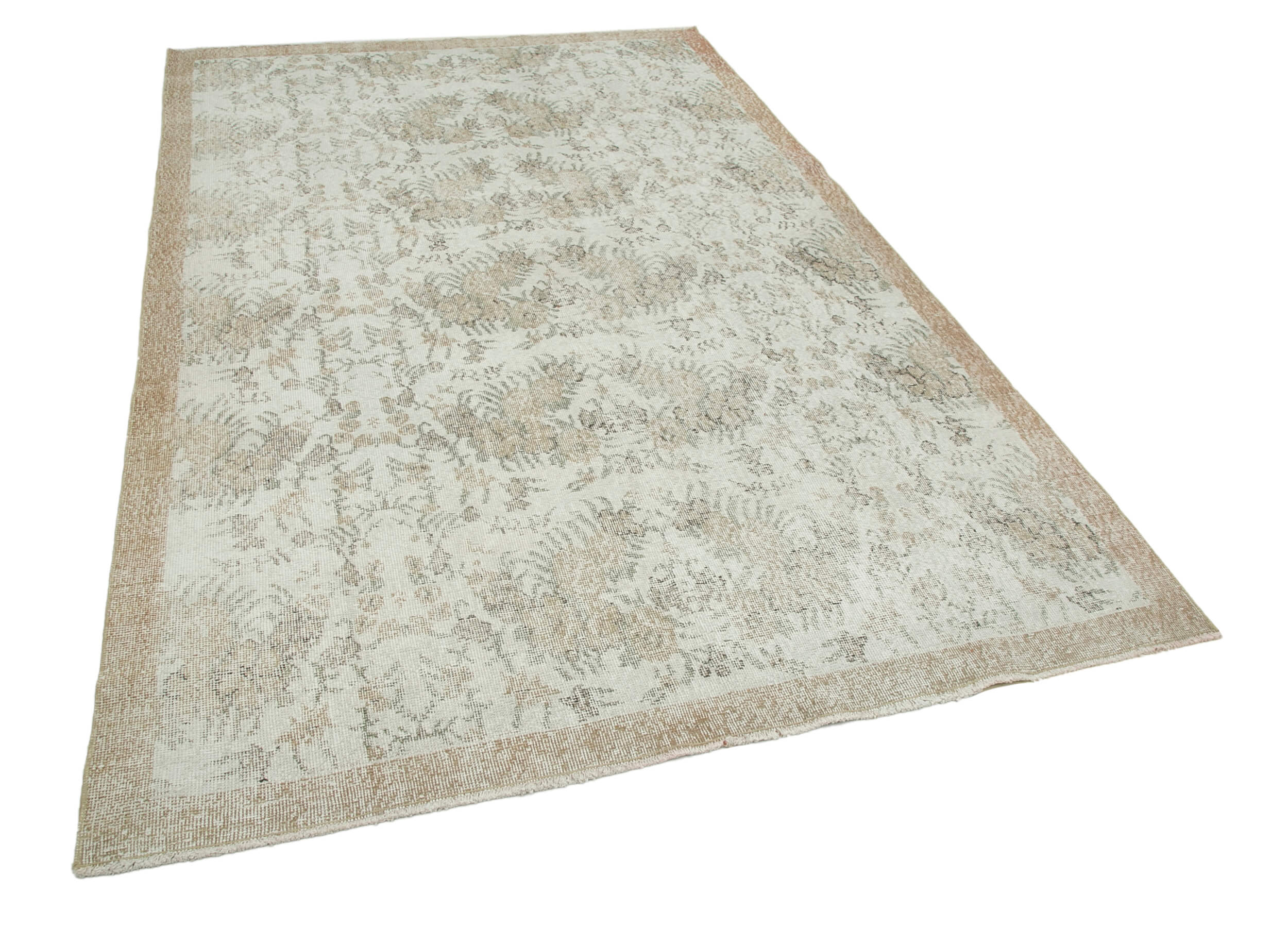 6x9 Beige Turkish Vintage Area Rug - 30749
