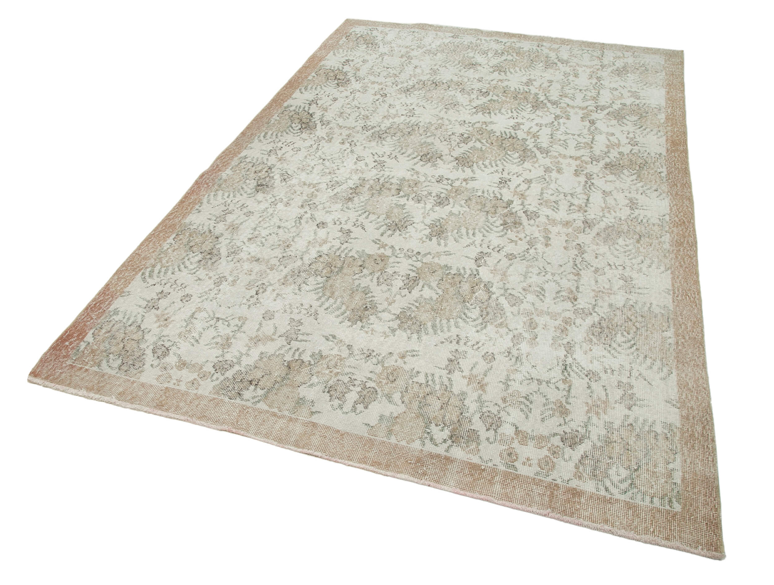6x9 Beige Turkish Vintage Area Rug - 30749
