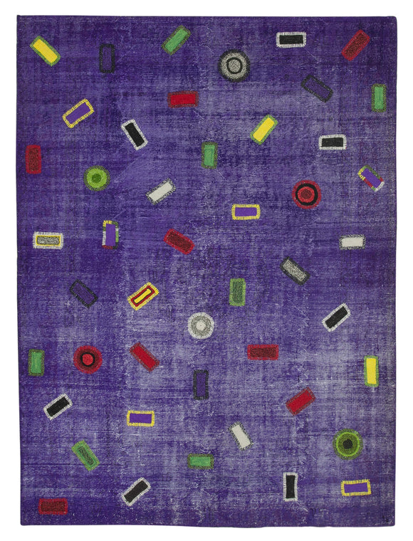 8x11 Purple Modern Patchwork Rug - 30946