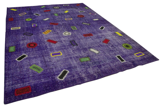 8x11 Purple Modern Patchwork Rug - 30946