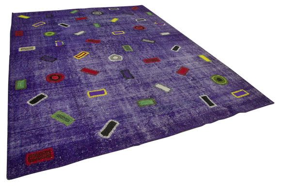 8x11 Purple Modern Patchwork Rug - 30946