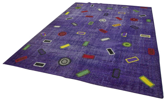 8x11 Purple Modern Patchwork Rug - 30946