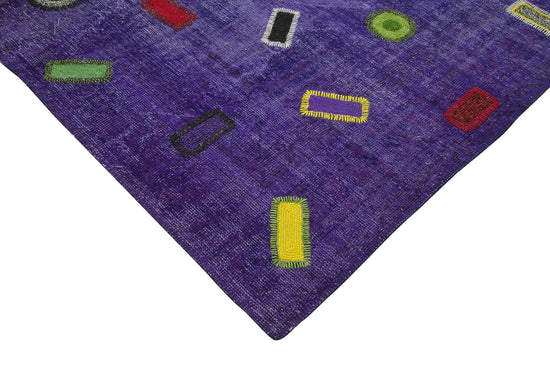 8x11 Purple Modern Patchwork Rug - 30946