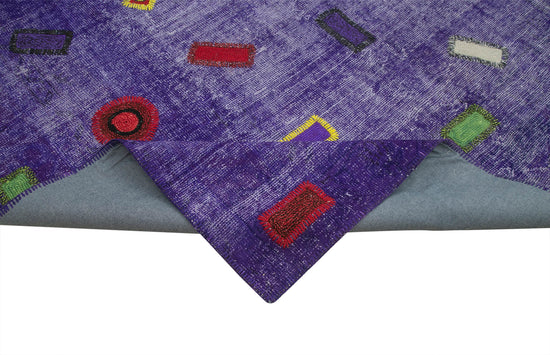 8x11 Purple Modern Patchwork Rug - 30946