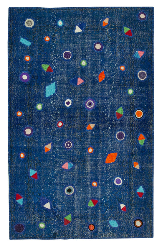 6x9 Blue Modern Patchwork Rug - 30949