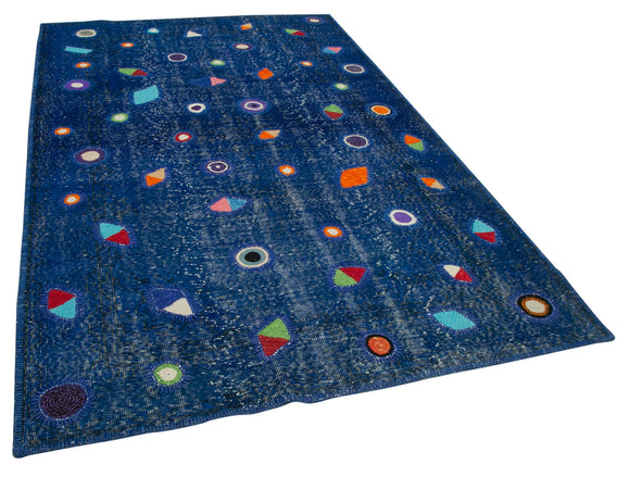 6x9 Blue Modern Patchwork Rug - 30949