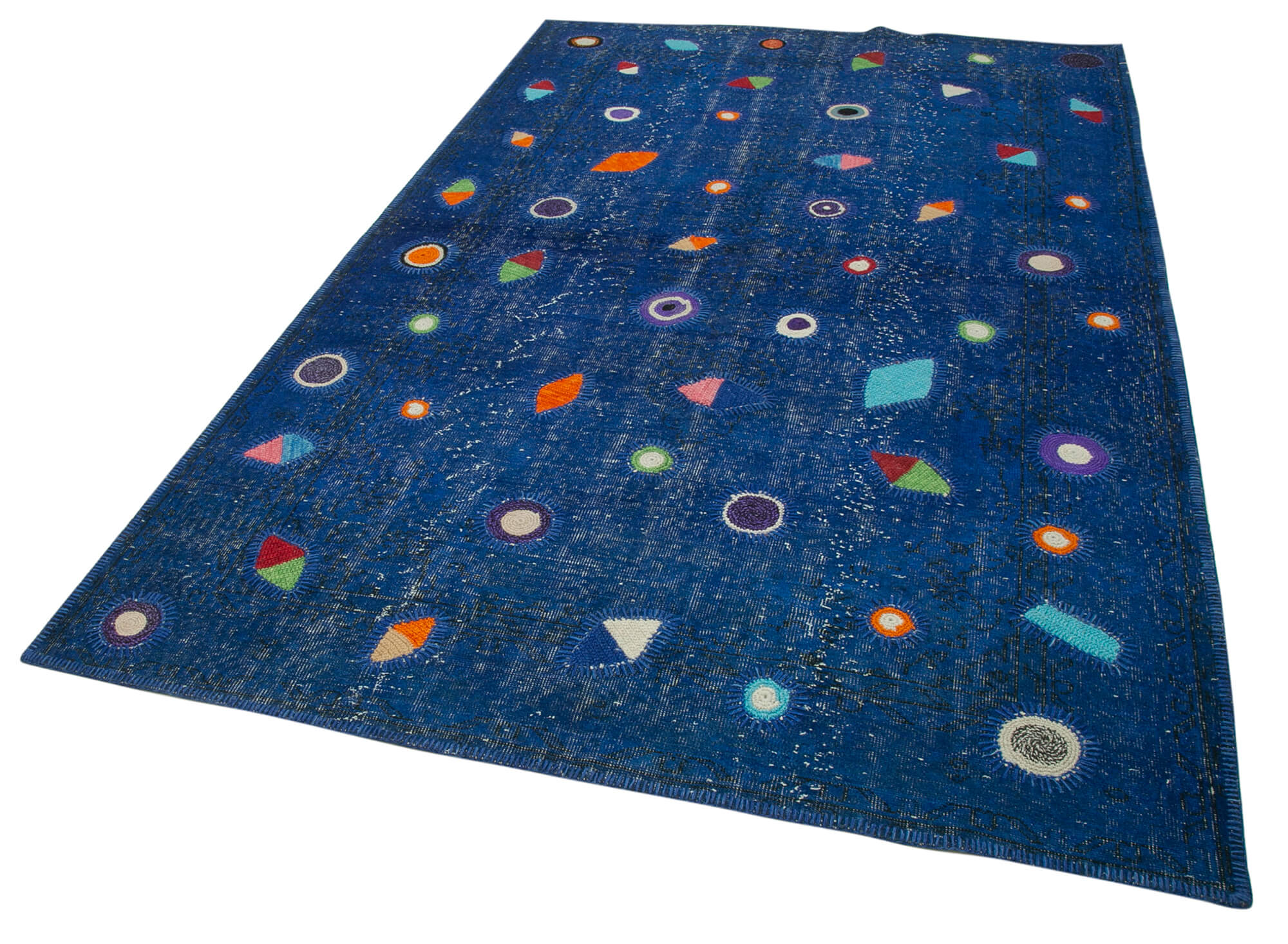 6x9 Blue Modern Patchwork Rug - 30949