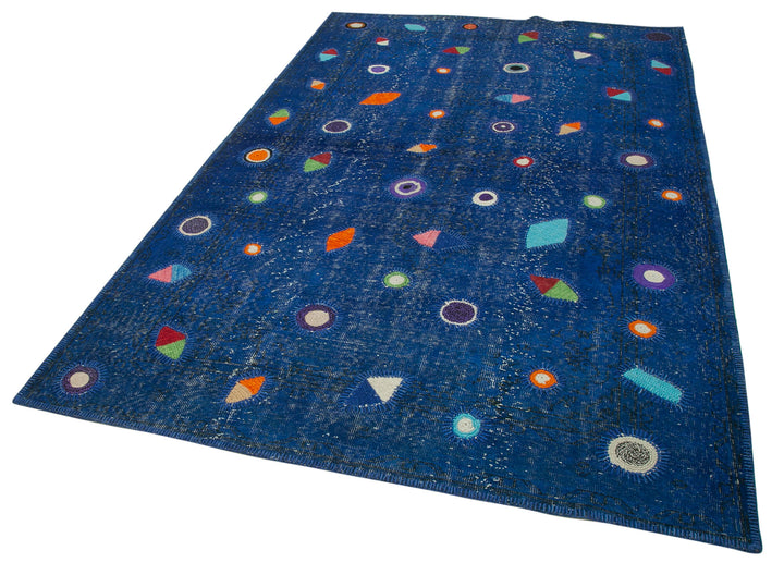 6x9 Blue Modern Patchwork Rug - 30949