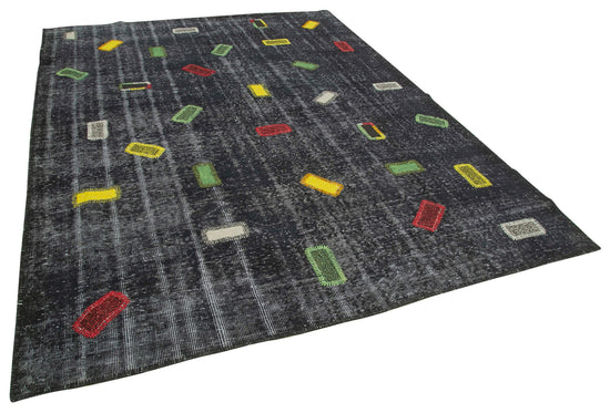 7x10 Black Modern Patchwork Rug - 30950