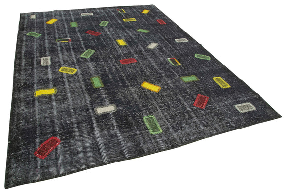 7x10 Black Modern Patchwork Rug - 30950