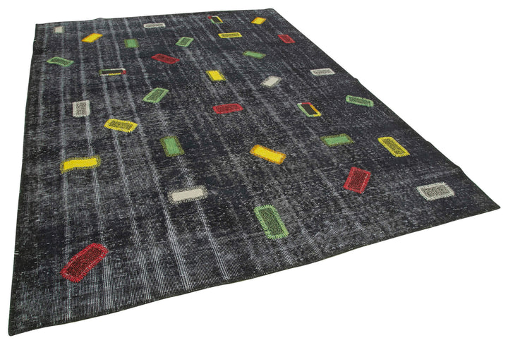 7x10 Black Modern Patchwork Rug - 30950