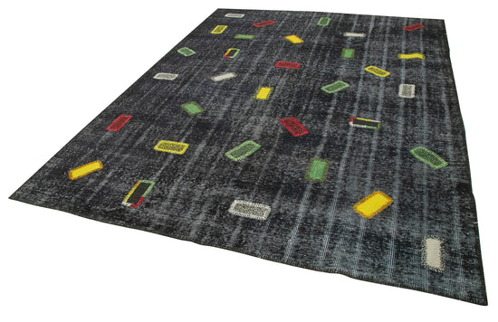 7x10 Black Modern Patchwork Rug - 30950