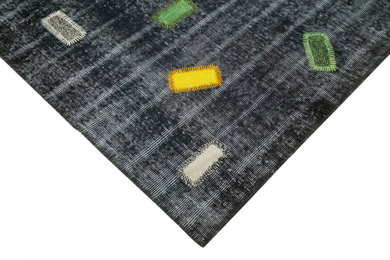 7x10 Black Modern Patchwork Rug - 30950