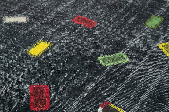 7x10 Black Modern Patchwork Rug - 30950