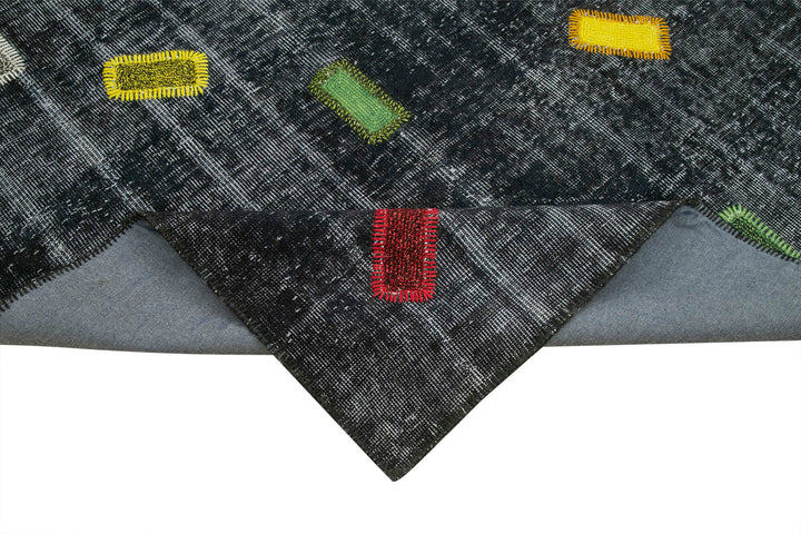 7x10 Black Modern Patchwork Rug - 30950