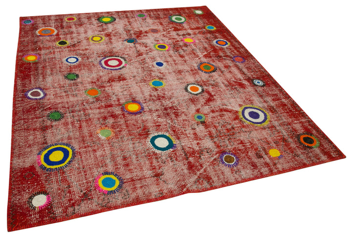 6x7 Red Modern Patchwork Rug - 30952