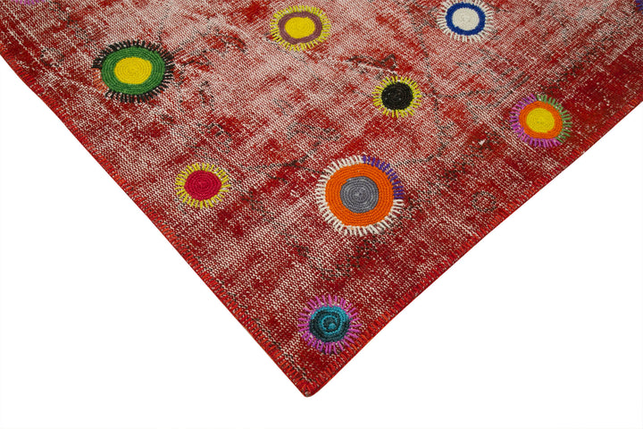 6x7 Red Modern Patchwork Rug - 30952