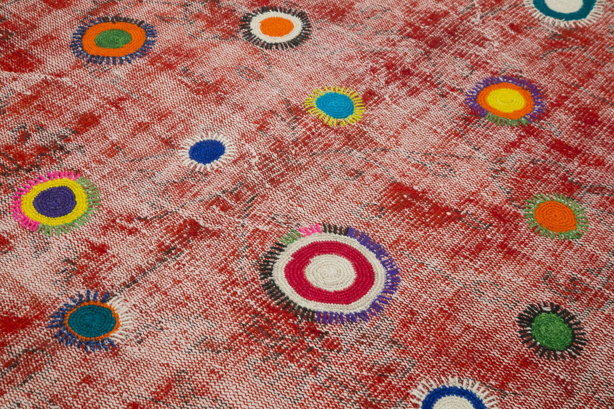 6x7 Red Modern Patchwork Rug - 30952