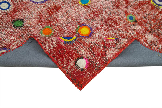 6x7 Red Modern Patchwork Rug - 30952