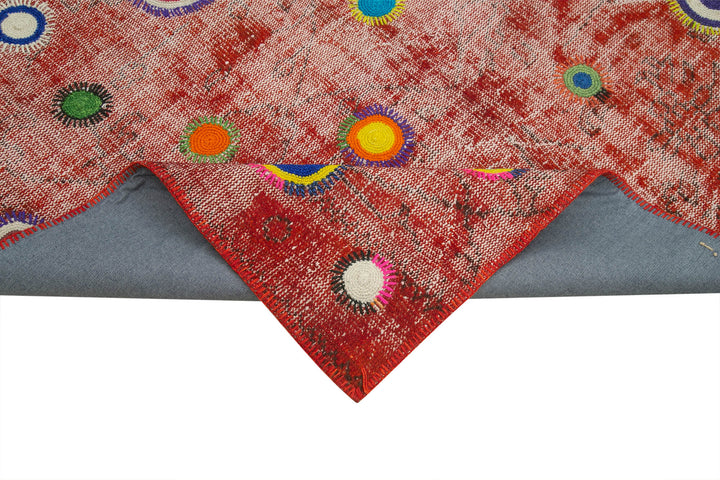 6x7 Red Modern Patchwork Rug - 30952