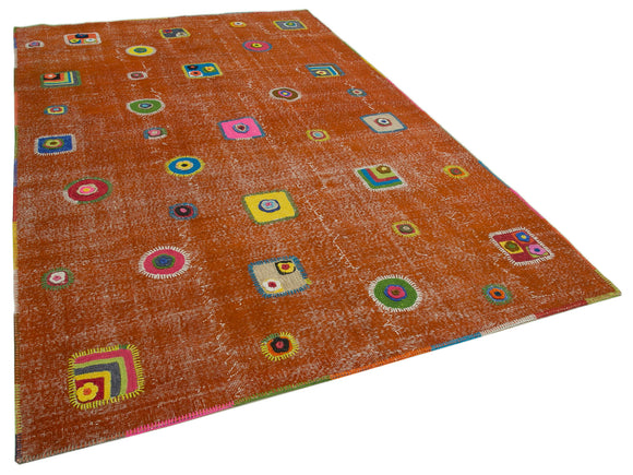 6x10 Orange Modern Patchwork Rug - 30955
