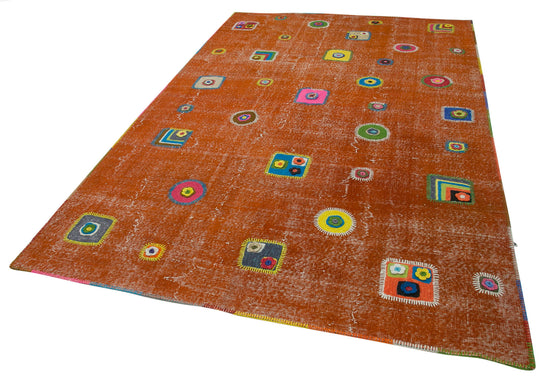 6x10 Orange Modern Patchwork Rug - 30955