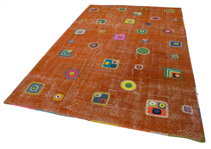 6x10 Orange Modern Patchwork Rug - 30955